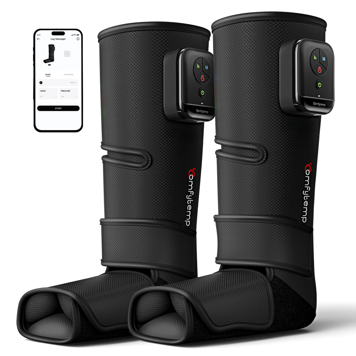 Comfytemp Cordless Air Compression Leg Massager for Circulation and Pain Relief, Portable Foot and Calf Compression Boots for Plantar Fasciitis, Varicose Veins, Ideal for Mom Dad (Fit Calf 13"~19")