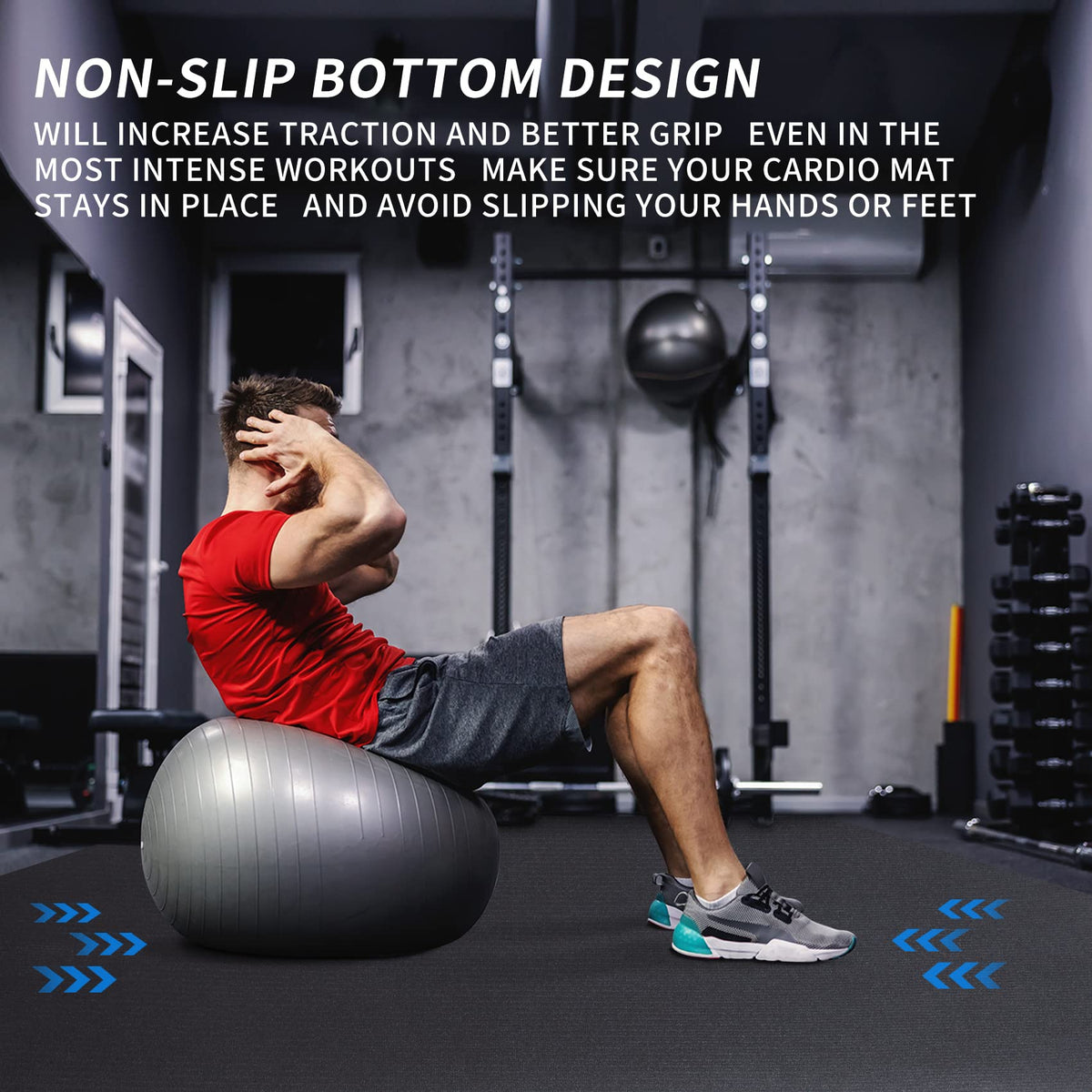 MRO Extra Large Exercise Mat For Home Gym, 8'x4.5'/7'x4.5'/6'x4.5'(7mm) Workout Mats for Gym Flooring, Non-Slip, Extra Thick Durable Cardio Mat, Ideal for Plyo, Weights, MMA, Jump Rope -Shoe Friendly