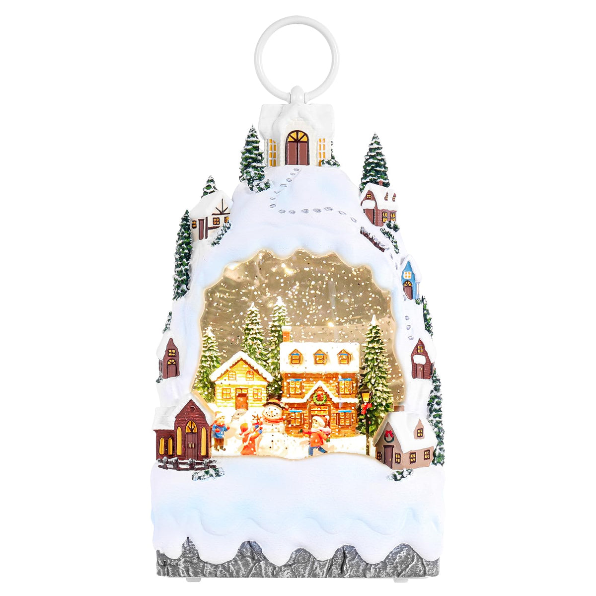 Christmas Snow Globe Lantern with 8 Holiday Music, Christmas Water Snow Globe USB/Battery Powered 6H Timer, Glitter Snowfall Build A Snowman Scene for Family Friends (Build A Snowman)