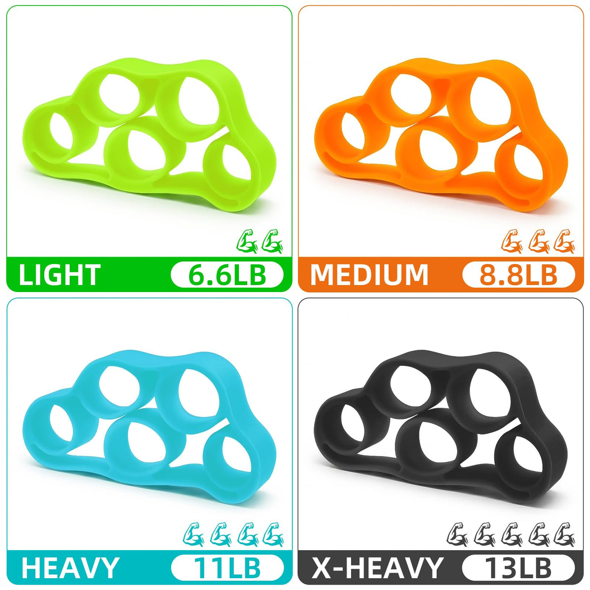 Finger Stretcher 4 Pack Finger Extensor Bands Hand Resistance Bands Finger Strengthener Finger Exerciser Hand Extension Exerciser Extensor Trainer for Grip Strength Rehab Climbing Training