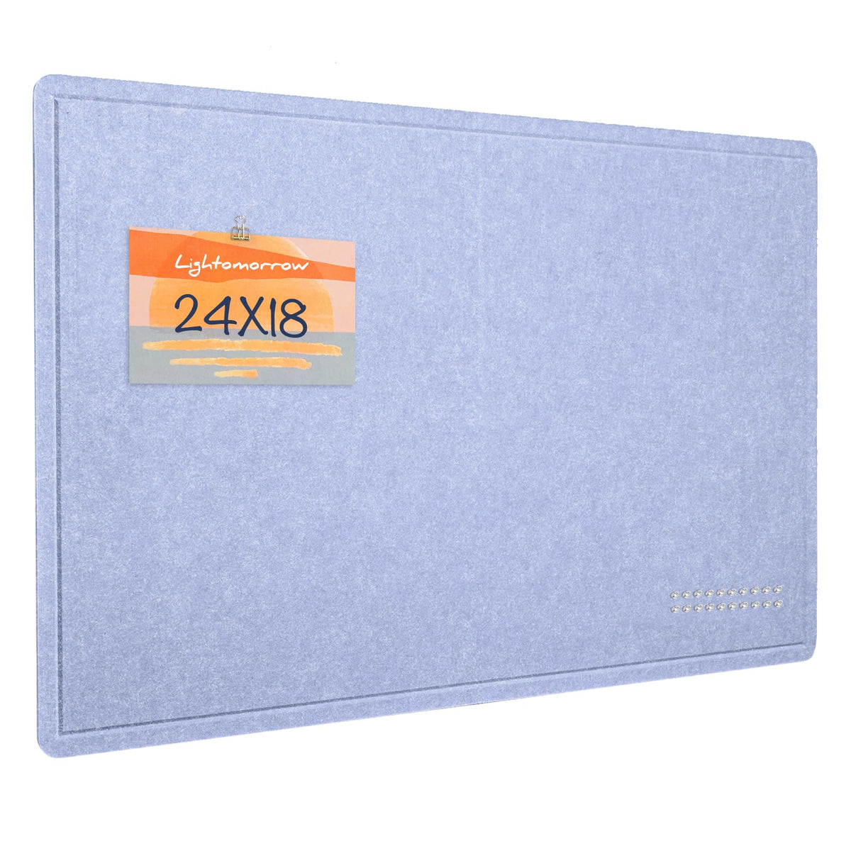 Lightomorrow Bulletin Board, 24 x 18 inches Felt Board Decorative Pin Board, Cork Board Alternative for Wall, Foldable Photo Board Self-Adhesive Vision Board with 20 Pushpins - Lavender Blue