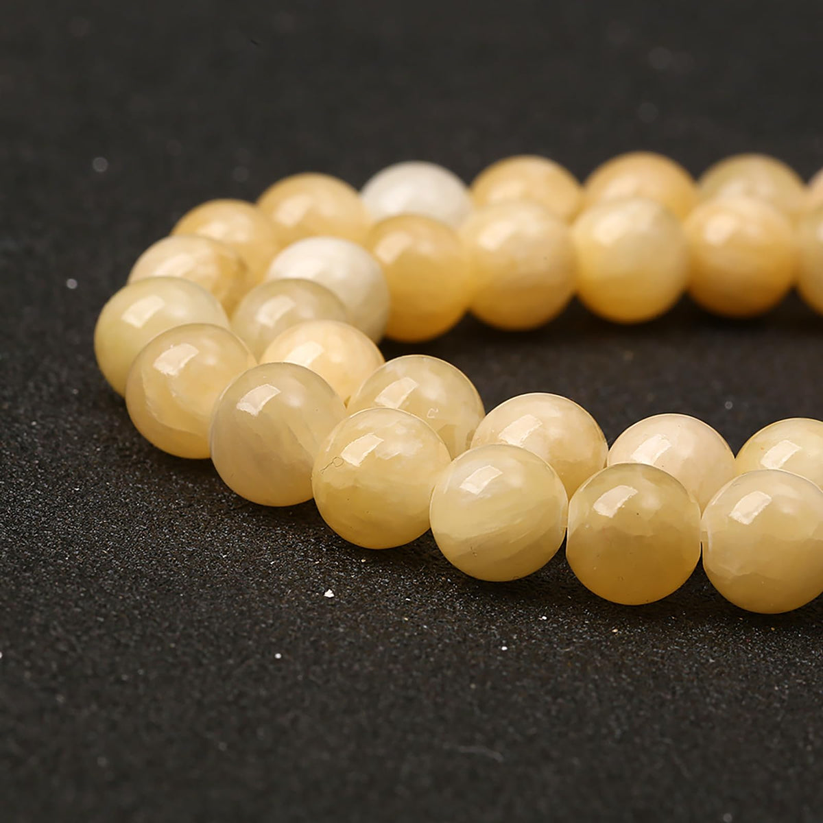 8MM 45PCS Natural Stone Yellow Calcite Beads for Jewelry Making DIY Bracelet