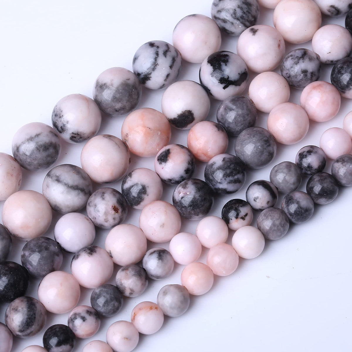 32PCS 12MM Natural Pink Zebra Jaspers Beads Round Loose Stone Beads for Jewelry Making DIY Energy Stone Healing Power Bracelet 15"