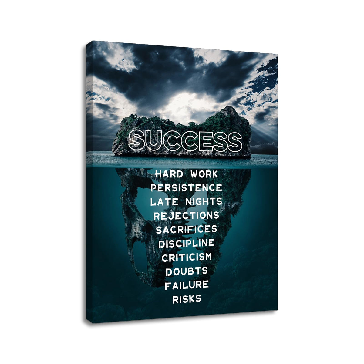 YSPCSUN Inspirational Posters for Office, Success Iceberg Canvas Poster Single Panel Wall Decor for Home Office Dorm Classroom, Framed Canvas Art, 24x18inch