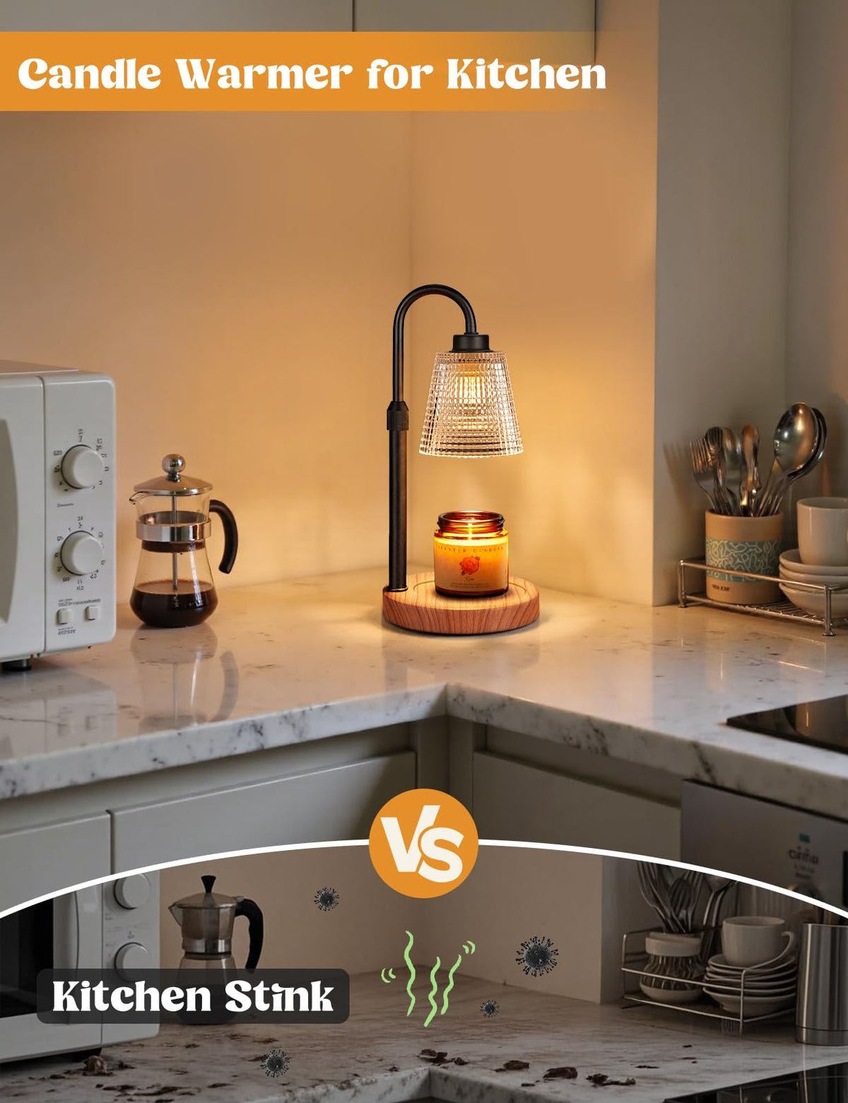 Innqoo Rustic Candle Warmer Lamp with Timer, Dimmable Candle Warmer for Jar Candles, Height Adjustable Wax Melts Warmer, Birthday Gifts for Women Mom, House Warming Gifts New Home Decor