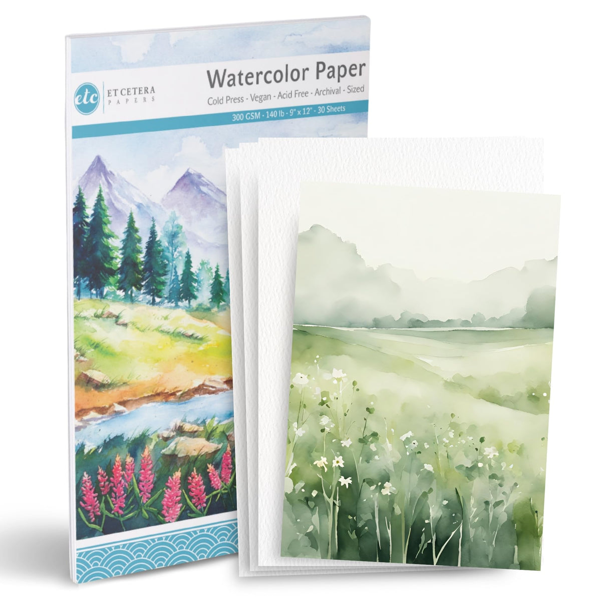 50 Sheets Watercolor Paper White Cold Press (300GSM, 8.5x11)