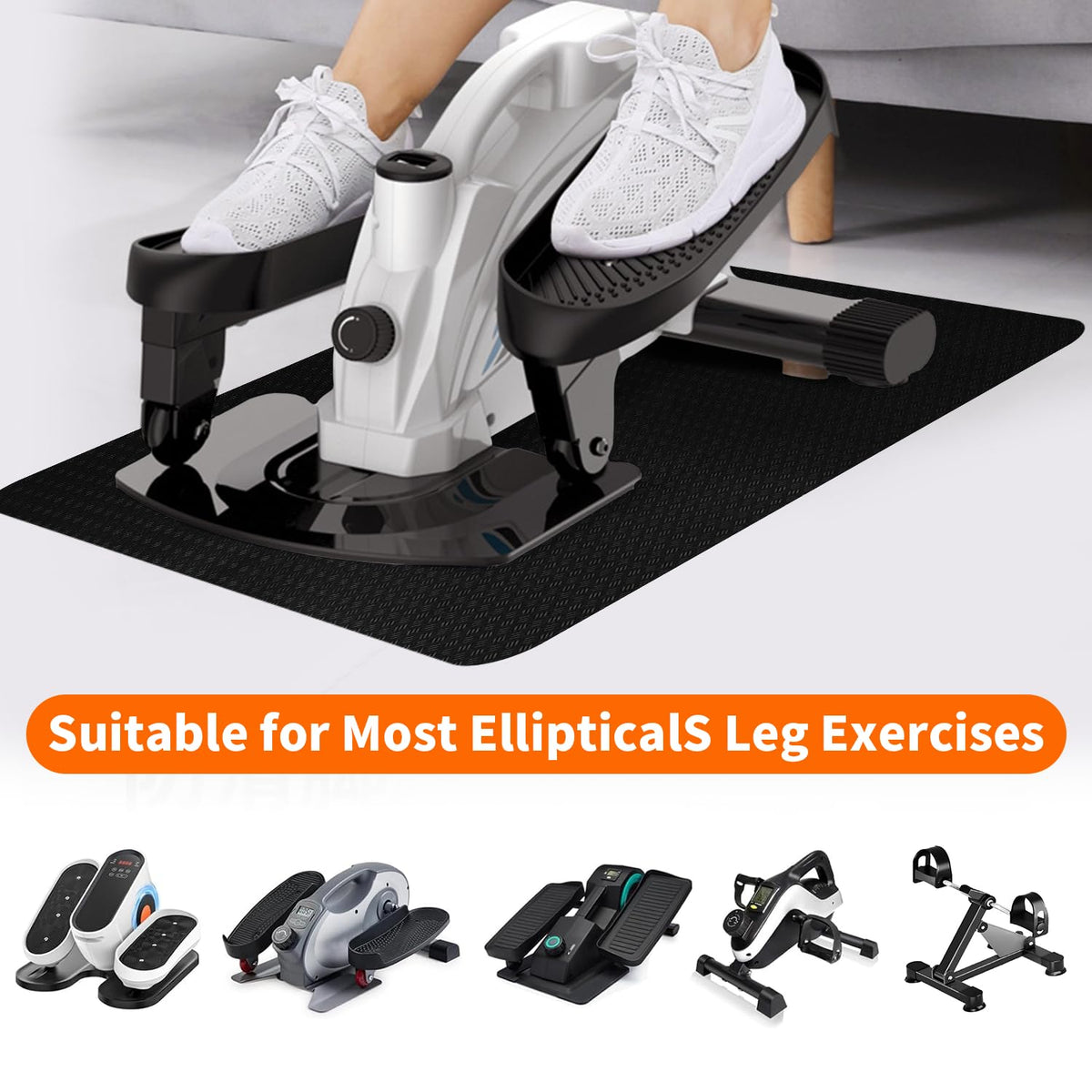 Double-Sided Non-Slip Workout Mat for Elliptical Machine, 23.6" x 17" Stepper Mat for Under Desk Ellipticals & Pedal Exercisers, Stability & Floor Protection, Vibration Plate Mat Compatible