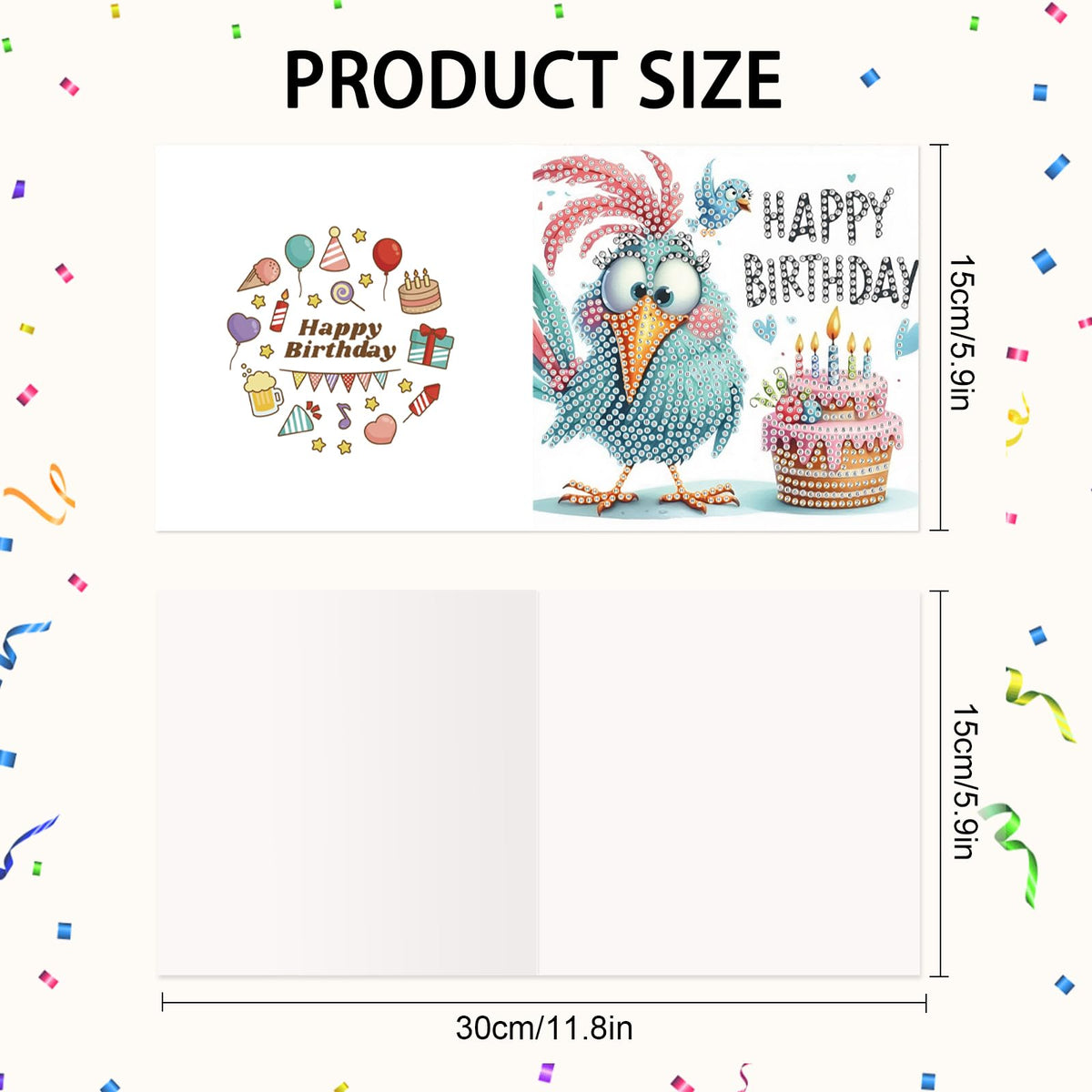 Focart 6-Pack Pets Birthday Diamond Painting Greeting Card Kits, Special Shaped Diamonds Painting, DIY Handcraft for Relatives and Friends with Wishes,Unique Design Crafting for Birthday Cards