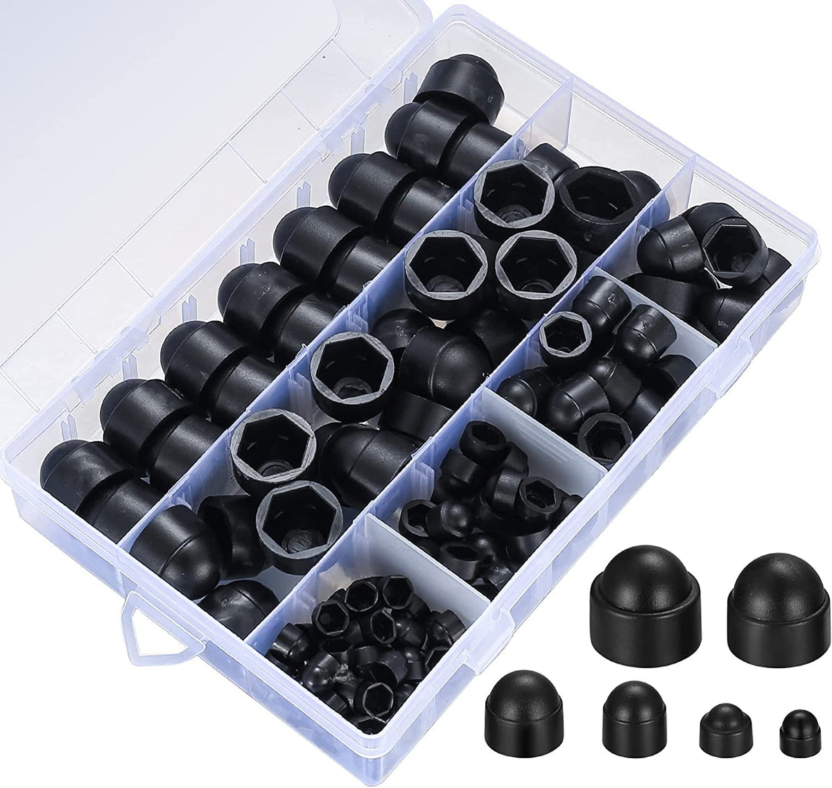 wugongshan 145 Pcs Screws Bolt Covers Caps, Hex Head Dome Bolt Covers, Plastic Bolt Caps, Screw Caps Covers, Hexagonal Screw Bolts Cover Protection Caps for Matching, M4 M5 M6 M8 M10 M12