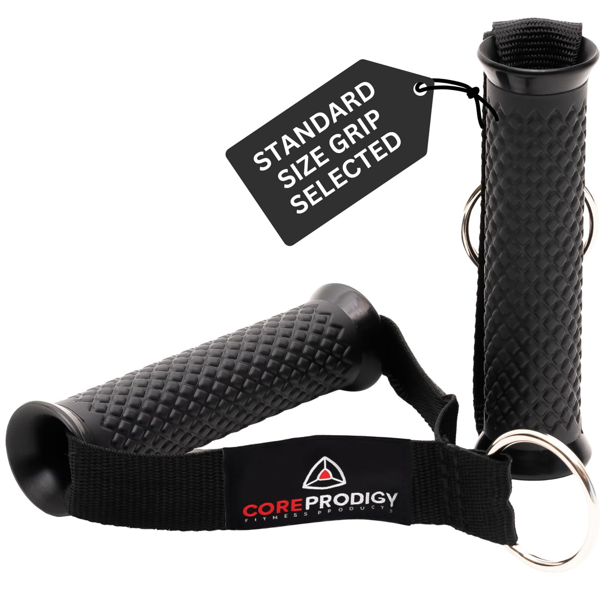 Core Prodigy Heavy Duty Exercise Handles - Grip Attachments for Cable Machine Pulleys, Gym Equipment, Resistance Bands, and Weight Lifting (Standard)