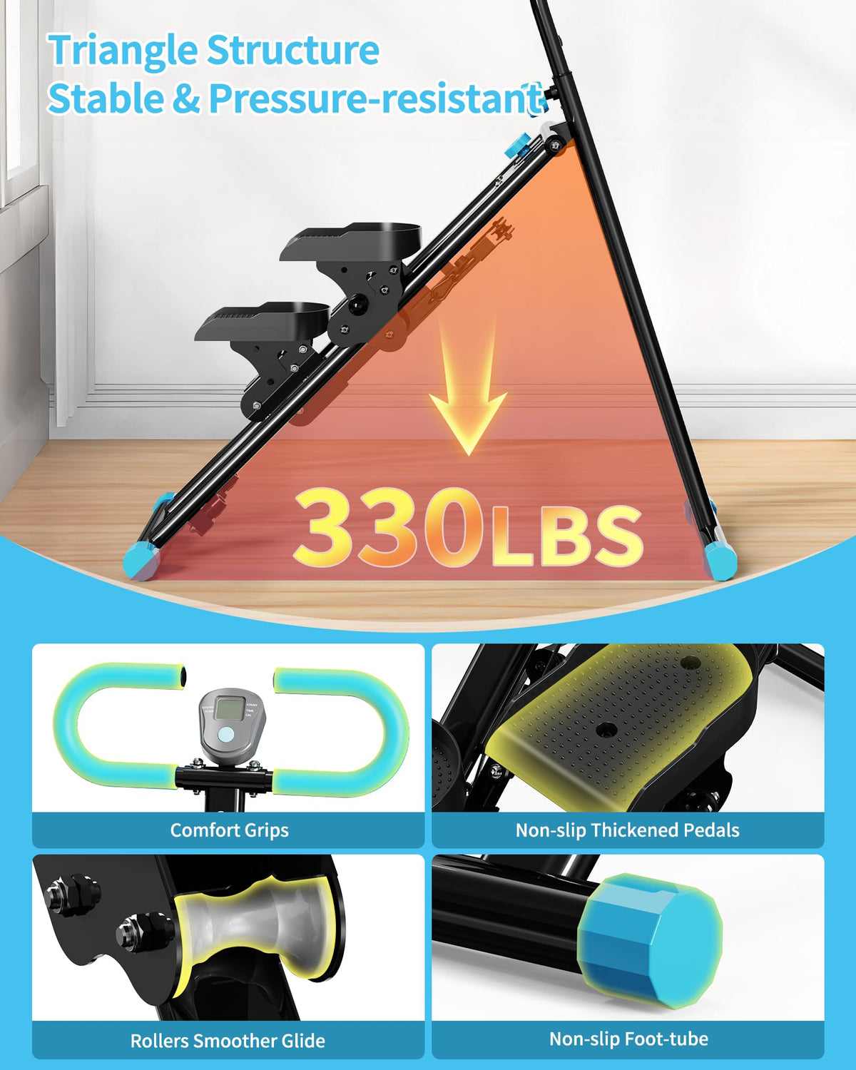 Stair Stepper for Home, Vertical Climber Workout Machine with Handlebar for Full Body Exercise Stair Climber Machine with Stable Frame & 3 Adjustable Height