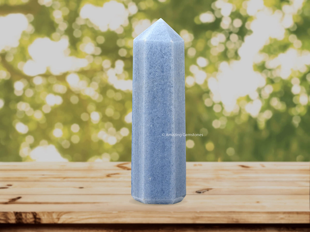 Amazing Gemstone Large Blue Calcite Celestite Crystal Towers ~ Natural Healing Crystal Point Obelisk for Reiki Healing and Crystal Grid (5.5 to 6 INCH)