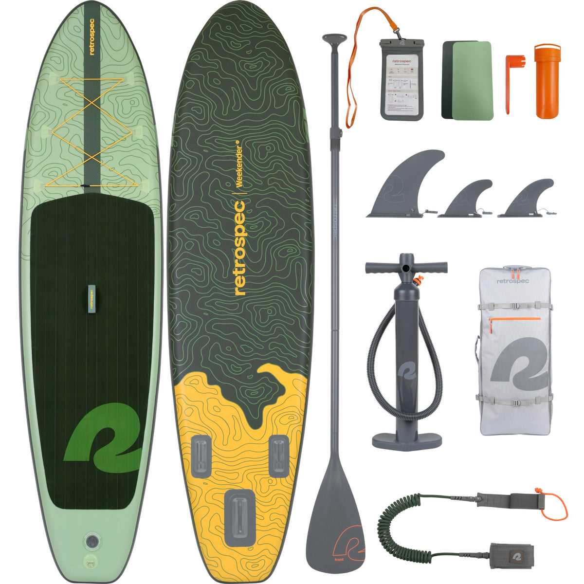 Retrospec Weekender Inflatable Paddle Board with Beach Accessories - 10'6" X 32in SUP Board, Textured Deck Pad, Pump & Travel Bag - Lightweight iSUP
