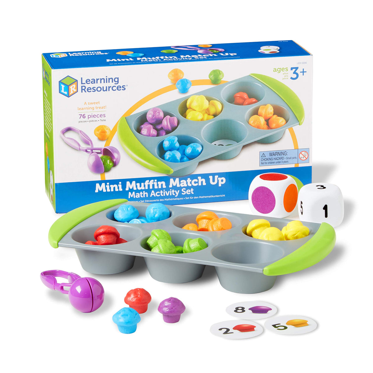 Learning Resources Mini Muffin Match Math Activity Set - 76 Pieces, Ages 3+, Counting Games for Kids, Preschool Toys, Homeschool Montessori Activities, Gifts for Boys and Girls