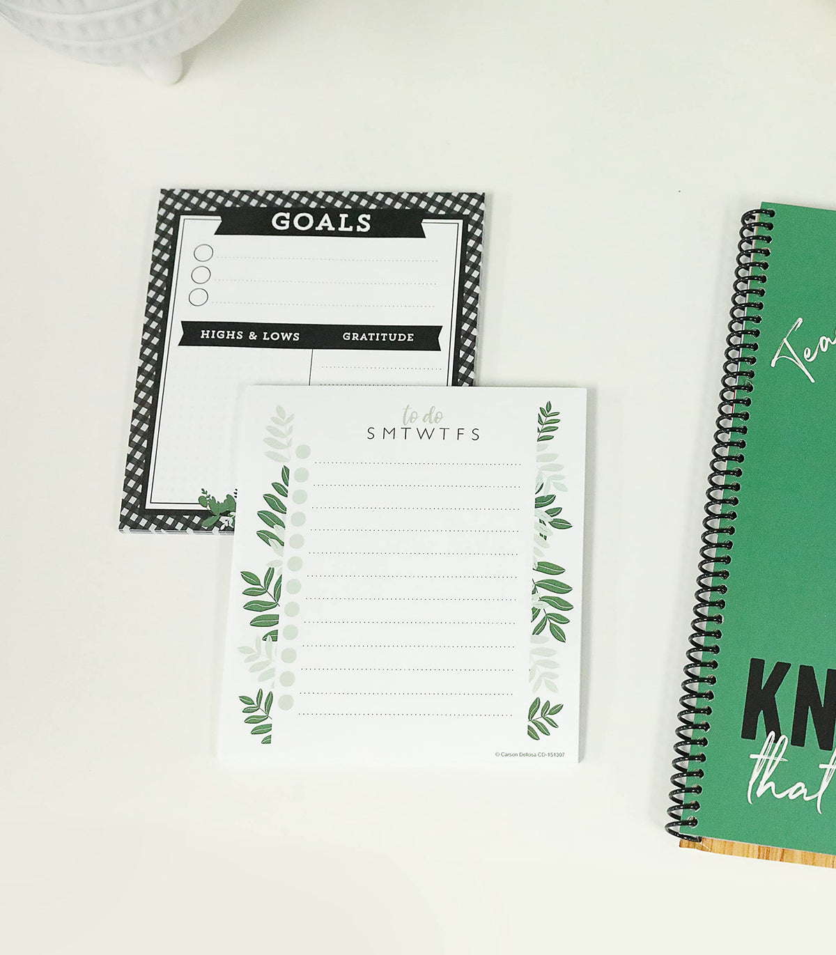 Carson Dellosa Farmhouse Notepad 4-Pack, Note Pads for Goals, To Do List, Checklist, Notes, Sketch Pad, and Classroom Organization Stationary, Desk Accessories and Office Supplies