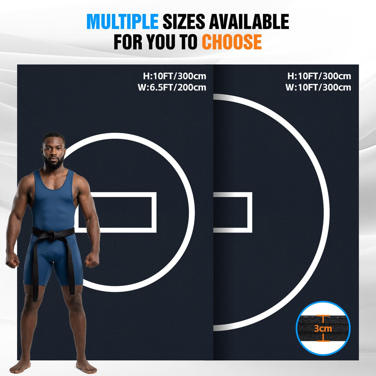 Wrestling Mat for Home Gym, BJJ Jiu Jitsu Wrestling Mats with Thick Foam Padding, Roll Out Martial Arts Training Mat for MMA, Judo, Grappling & Boxing Practice, 10' x 10' / 10' x 6.5' (10ft * 6.5ft * 1.2in)