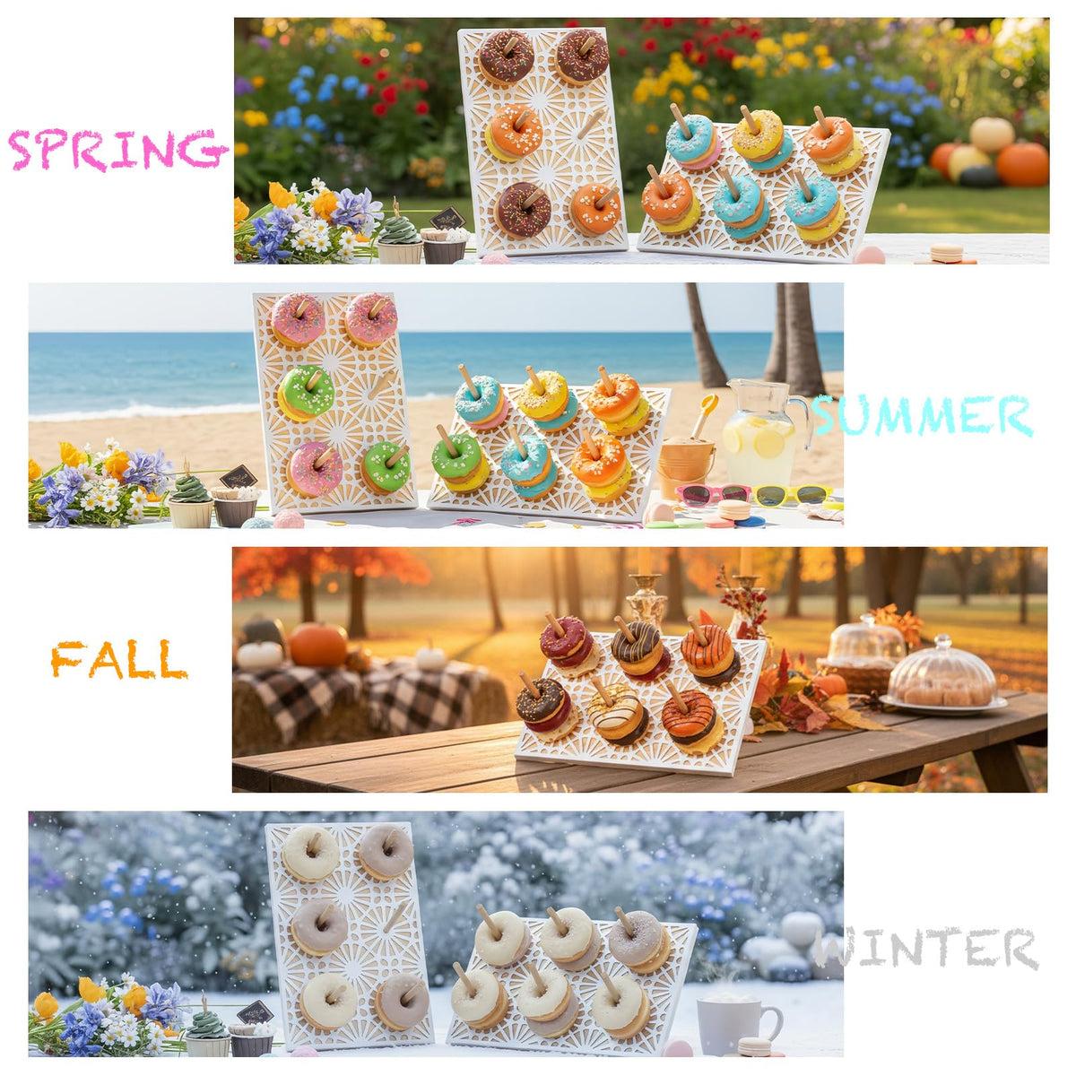 WOPARTY Donut Wall Stand,Doughnut Display Stand,Bagel Holder for Party, Dessert Table,Birthday, Wedding, Baby Shower, Bridal Showers,Party Supplies（Rectangular）
