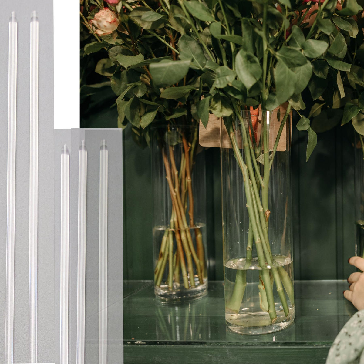 30 Pcs 18 Inch Acrylic Plant Stakes Garden Stakes Clear Orchid Stakes Clear Plant Sticks Potted Plant Christmas Support Stakes for Support Vines Grow Upright Indoor Outdoor Plants