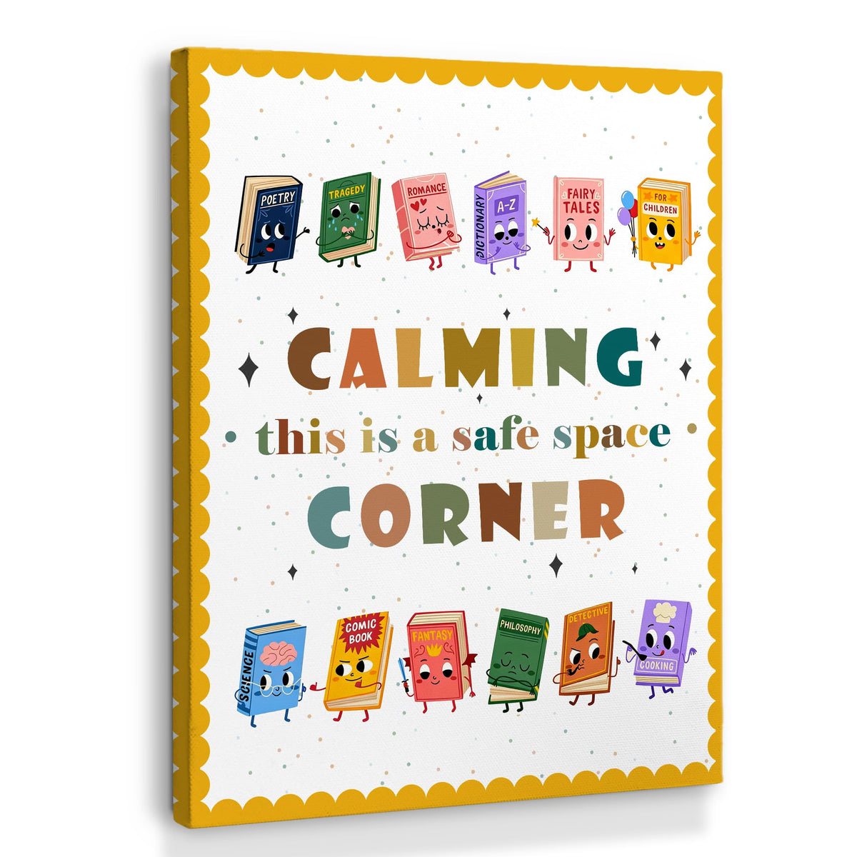 XINCEYWJ Boho Calming Corner Reading Classroom Wall Decor, Reading Nook Corner Decor, Nursery Toddler Office Canvas Art Prints Framed, Inspirational Wall Art for school Counseling Office, 11x14 In