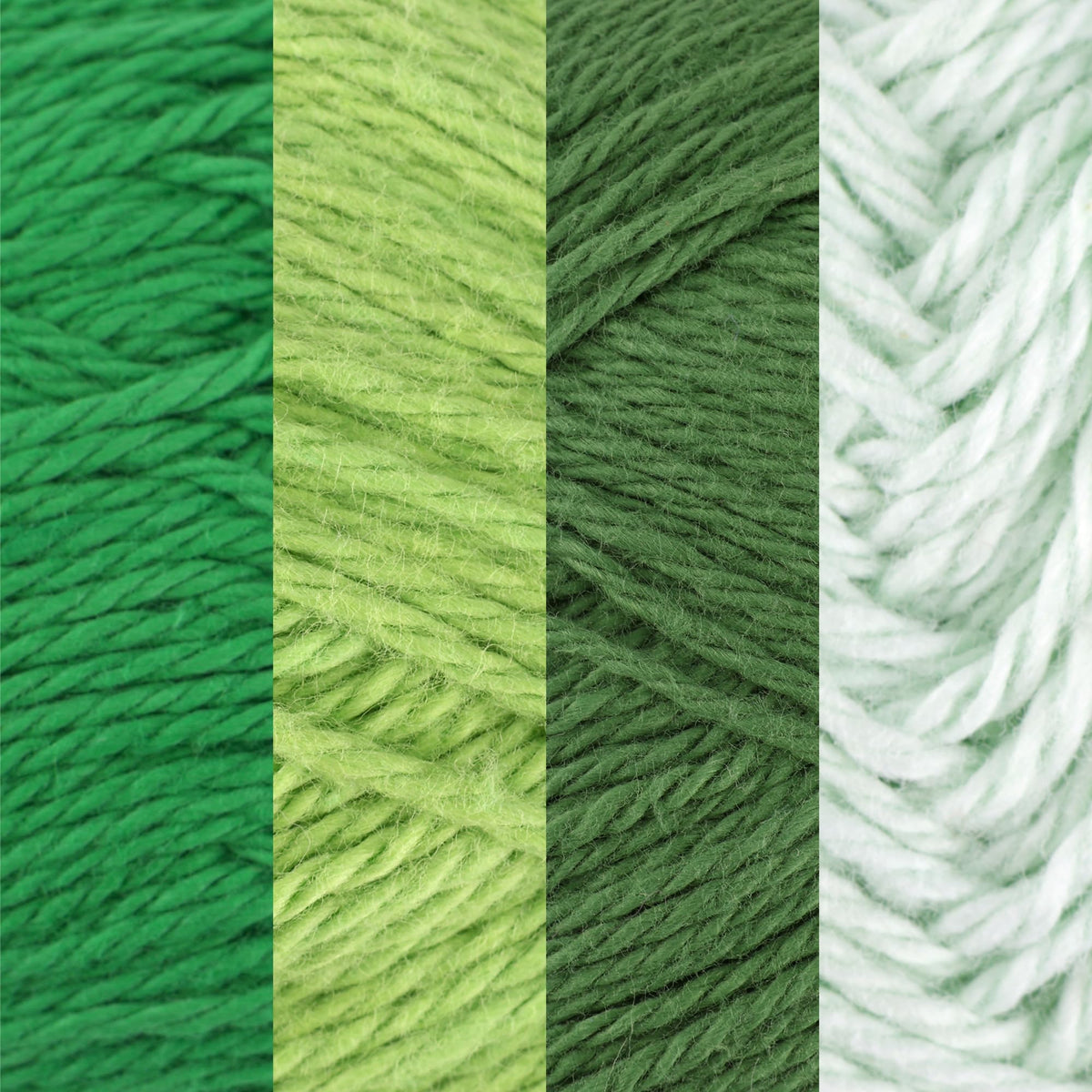 JubileeYarn Cotton Select Yarn - 50g/Skein Sport Weight - Shades of Green - 4 Skeins