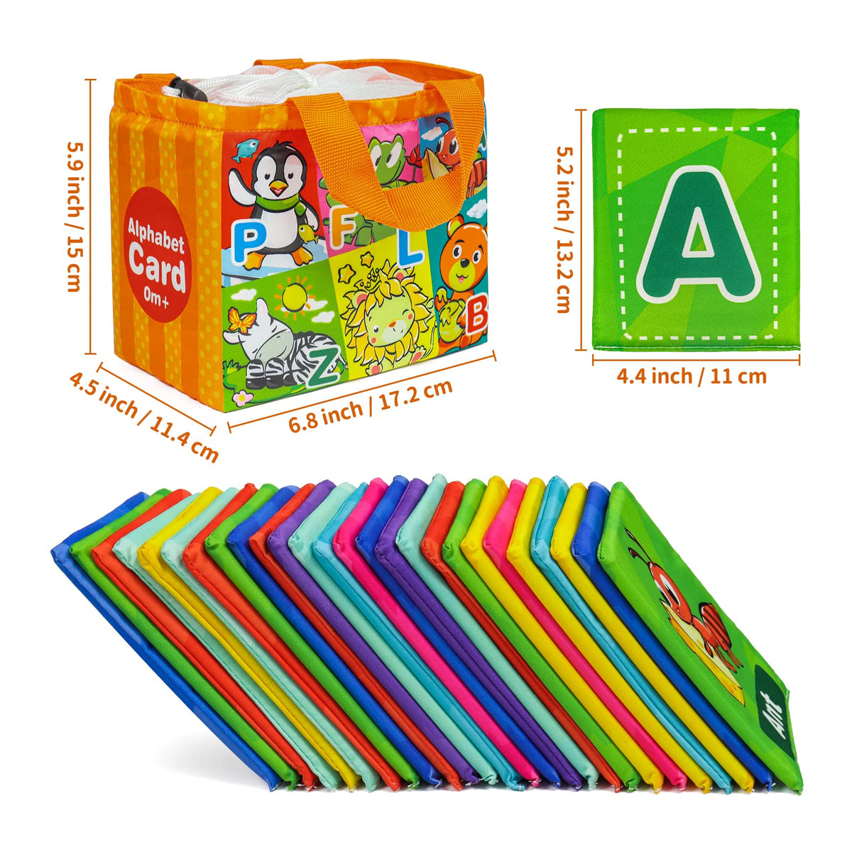 Dr.Rapeti Soft Alphabet Cards, 26pcs ABC Alphabet, 26 Letters Flash Cards with Storage Bag Washable Non-Toxic, Early Learning Toy, Baby Bath Toy for Baby Infant Toddler Kids