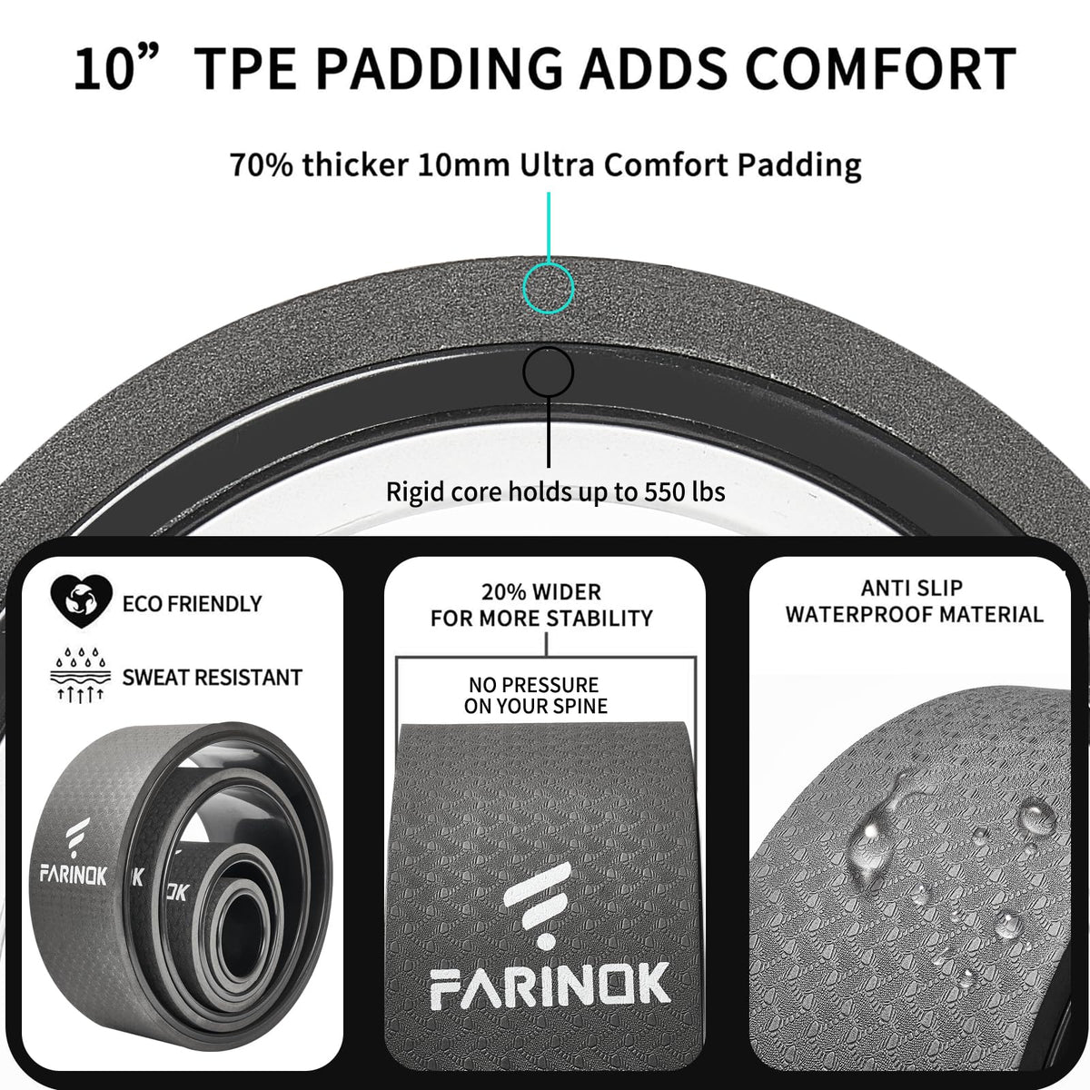 Yoga Wheel for Back Pain Relief, Back Roller Wheel with Extra Cushion, Wider & Thickest Foam, Stretches and Strengthens Core Muscles