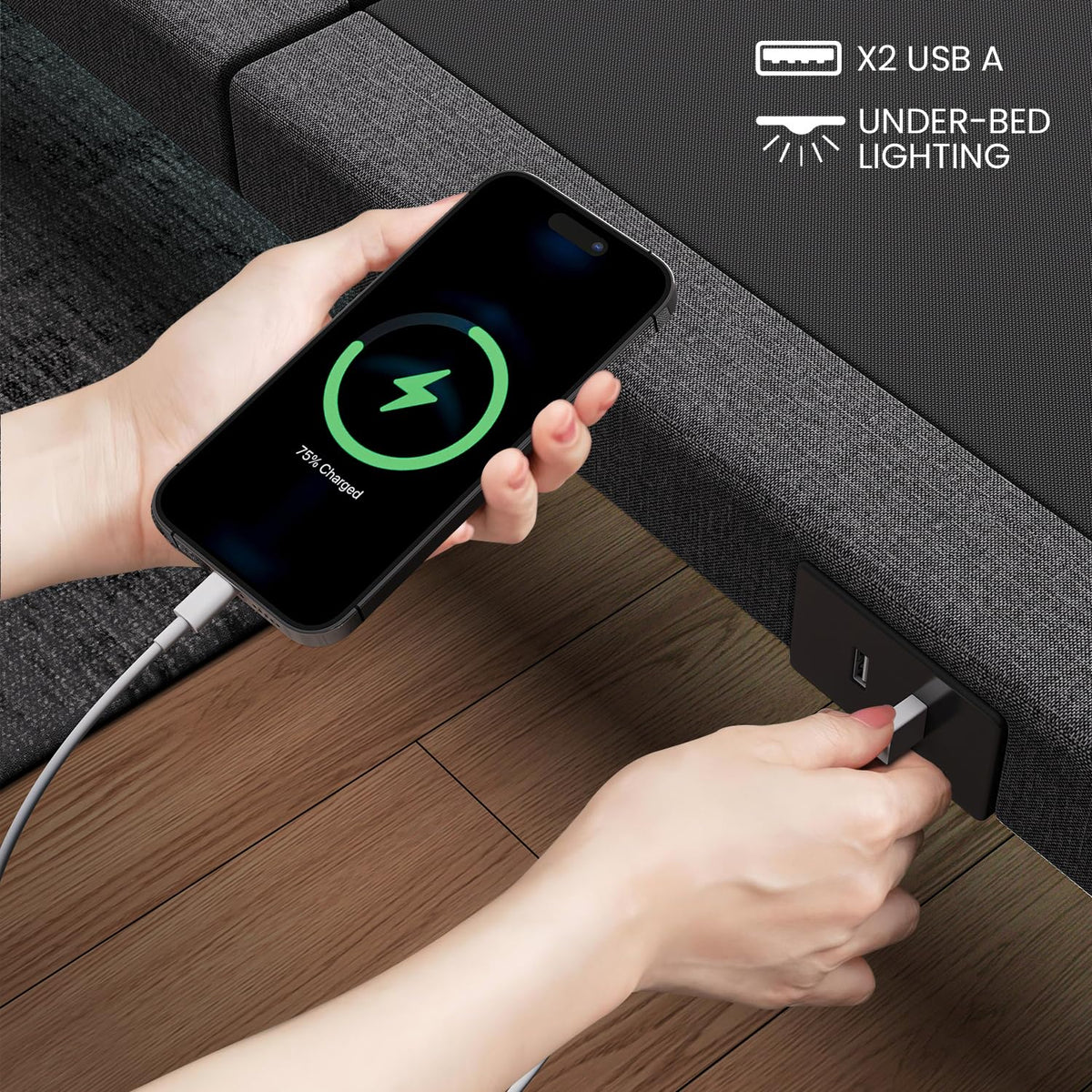 kaipuyiree Adjustable Bed Frame Queen with Massage -Wireless Remote Electric Power Bed Foundation Under-Bed Lighting | Zero Gravity | USB PortsX2 | Height Adjustable Legs
