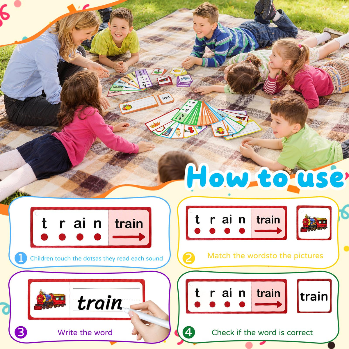 LilLaufy Phonics Games Flash Cards for Kids, Sight Word Spelling Games, Digraphs and Blends flashcards, Speech Therapy Toys for Toddlers, Learn to Read, Preschool Kindergarten Learning Activities