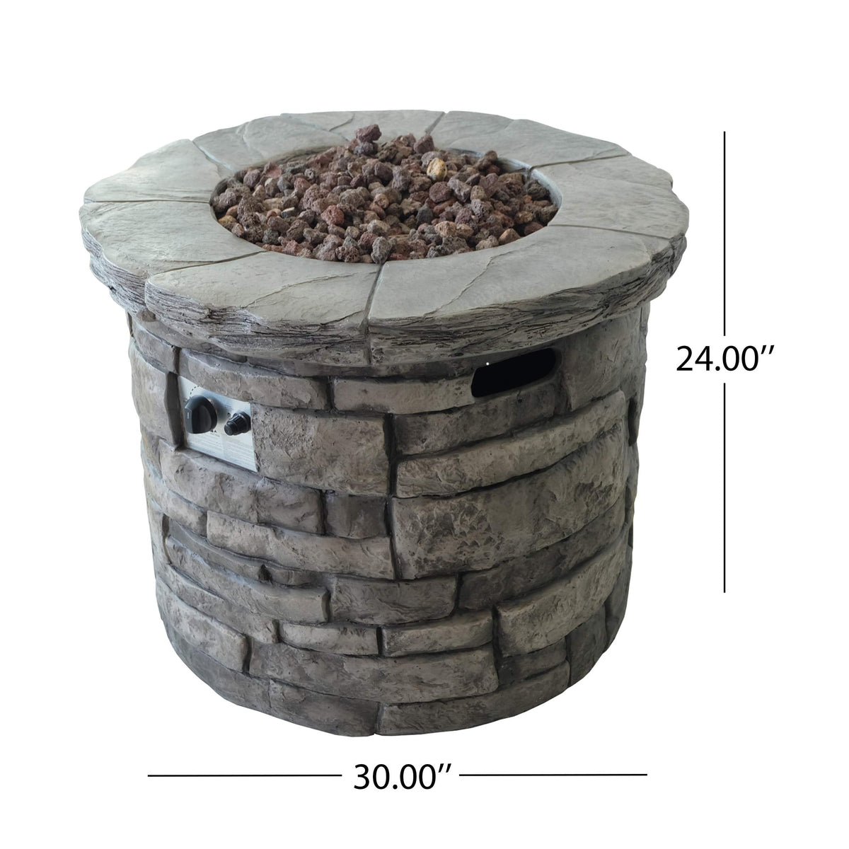 Christopher Knight Home Angeles Outdoor Circular Fire Pit - 40,000 BTU, Grey