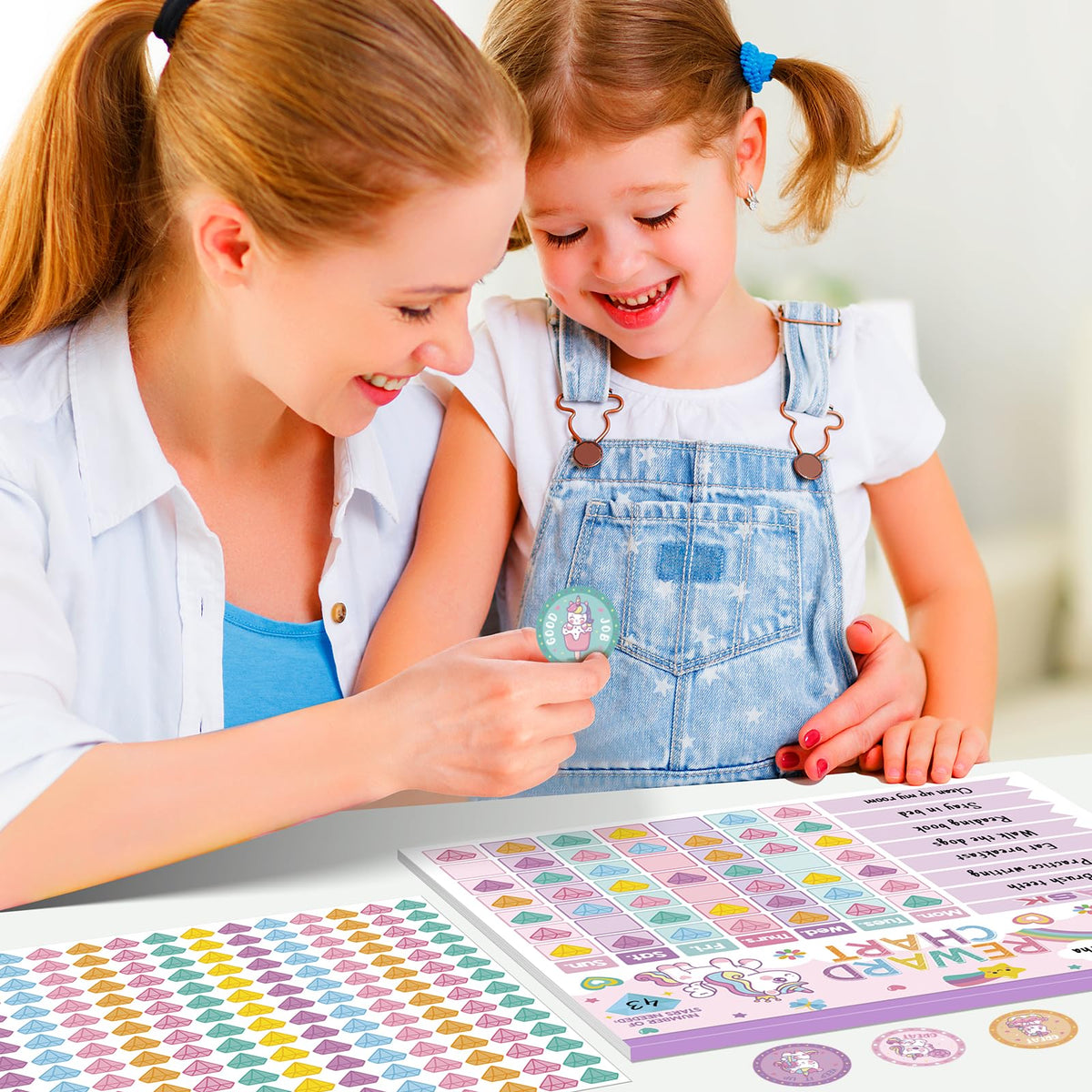 Reward Chart for Kids,Magnetic Behavior Chore Chart for Kids at Home,26 Little Hose Chore Charts,1960 Diamond Stickers,56 Reward Stickers,Incentive Chart to Develop Responsibility and Good Habits,Pink