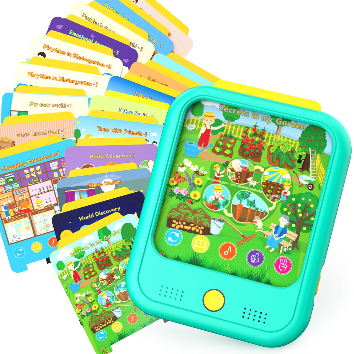Kids Learning Tablet Educational Learning Pad for Toddlers 2-5 to Learn Alphabets, Numbers, Foods, Time, Music, Talking Cards for Toddlers，Learning Educational Toy Kids Gifts
