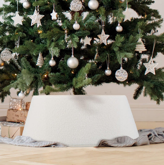 Beautiful Christmas Tree Collar - Authentic 28" Boucle Tree Ring for Any Christmas Decor - Easy to Set Up Skirt Enhances Your Holiday Home Decor
