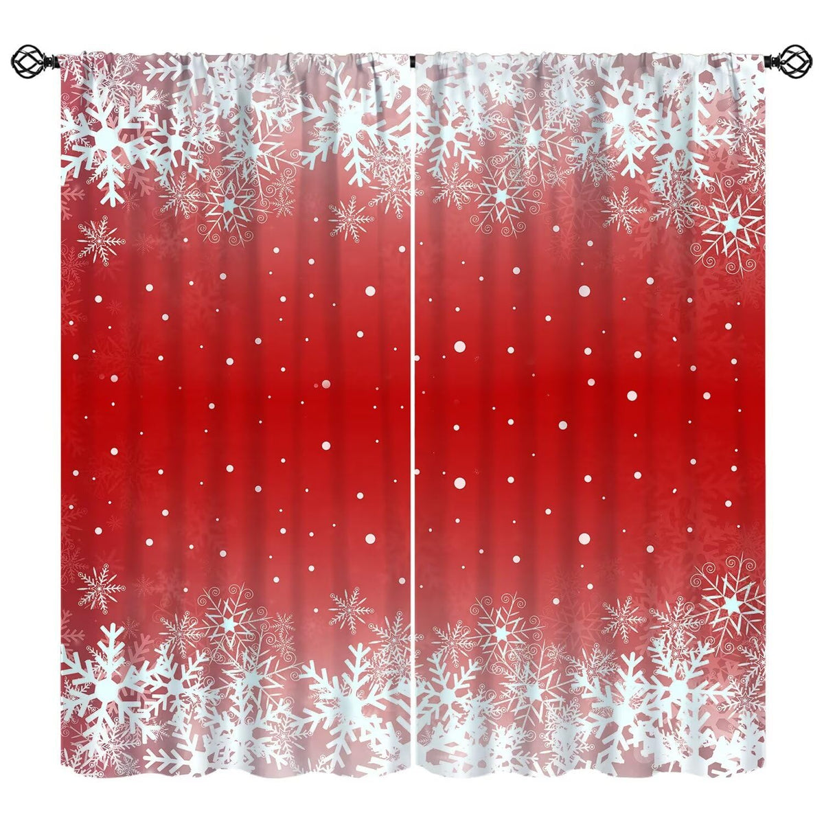 FengMingRui Merry Christmas Snowflakes Curtains for Happy Festival Living Room Bedroom Home Decor Window Drapes 42" W X 45" L