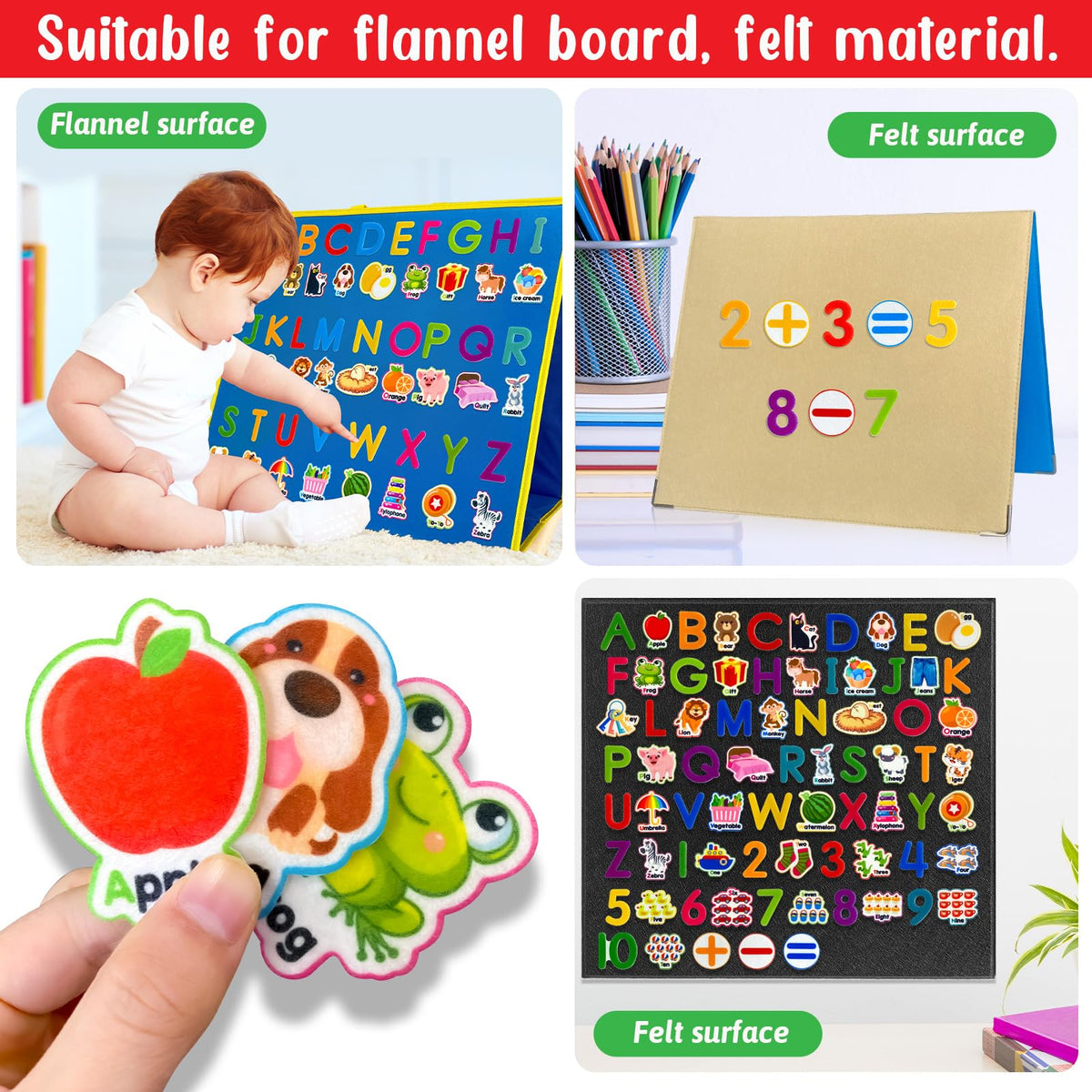 PENGFULL Felt Learning Letters Numbers Pieces,75 Felt Board Pieces for Felt Flannel Board,Alphabet ABC for Toddlers for Kindergarten,Preschool,Toddlers