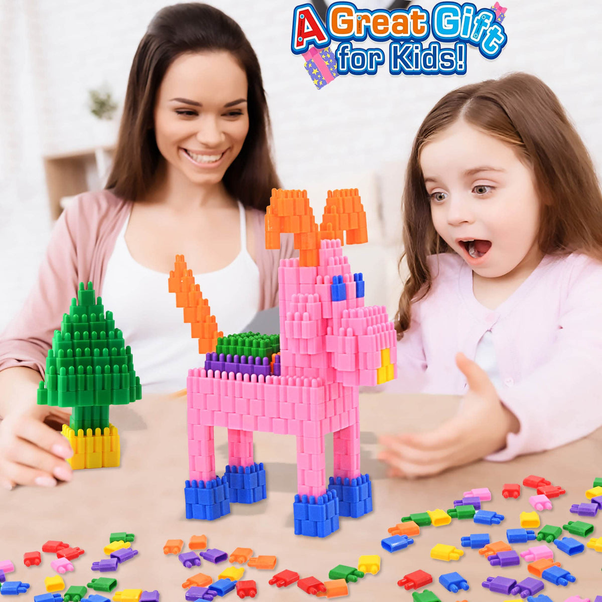 FUBAODA Kids 600pcs Set Building Blocks Construction Toy - Learning Playset STEM Educational Kit Child Branin Development Preschool Kindergarten Toy
