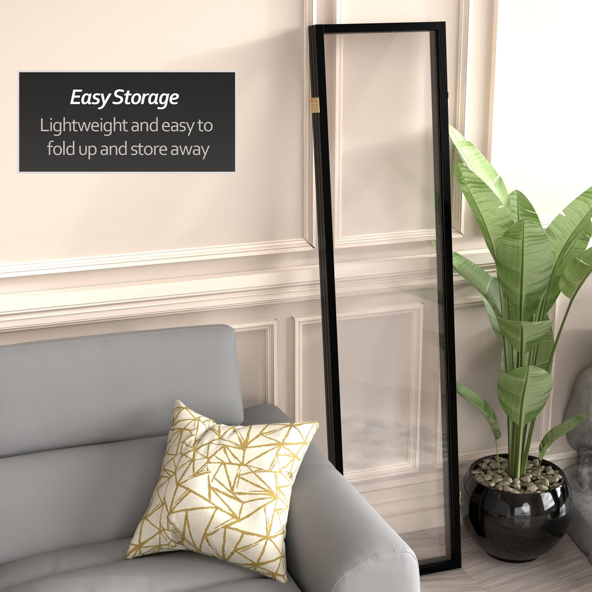 Red Lantern 6 ft. Tall Clear Plastic Partition Black 3 Panel