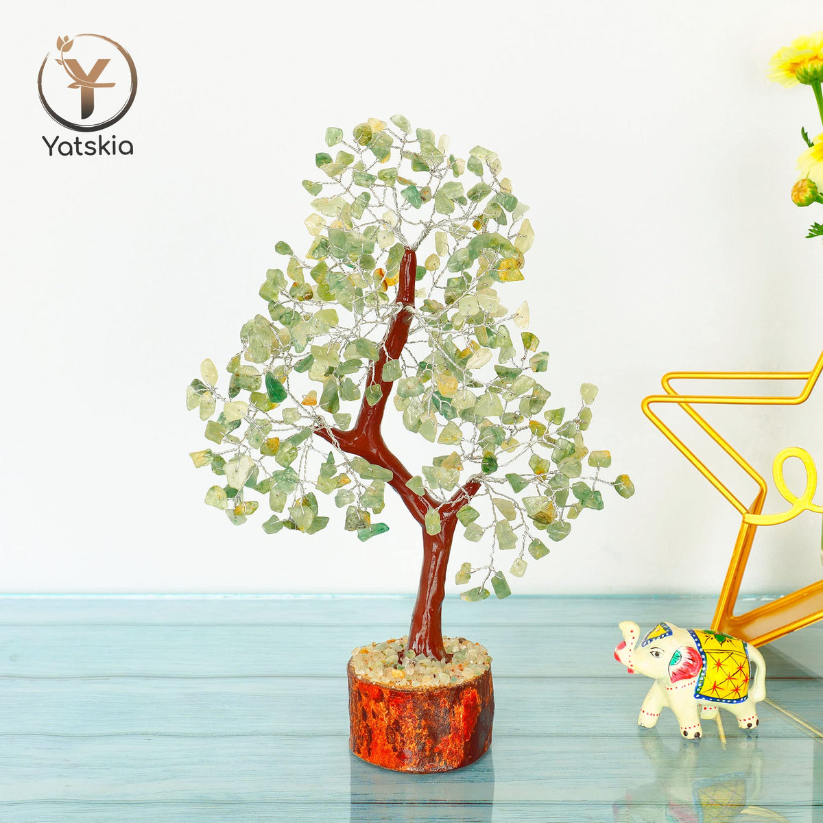 YATSKIA Green Jade Stone - Artificial Trees, Bonzai Tree, Green Jade, Healing Stone, Crystals Tree, Crystal Tree of Life, Crystal Items for Gift
