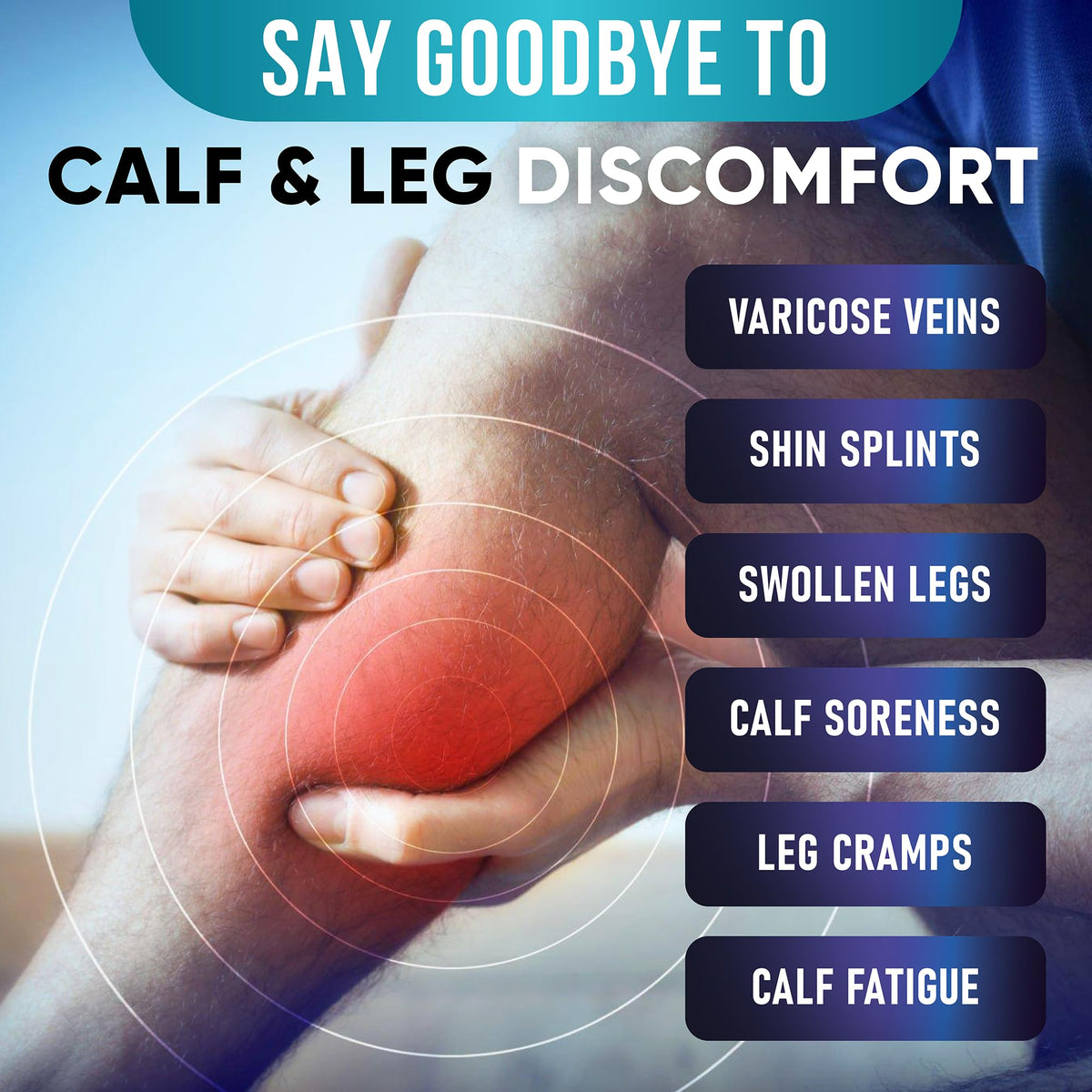 Calf Compression Sleeves for Men and Women - (1 Pair) Footless Compression Socks Support for Varicose Veins, Nursing, Pregnancy, Running - PhysFlex Leg Sleeve Brace for Shin Splints, Pain Relief and Reduces Swelling (Black, Medium)
