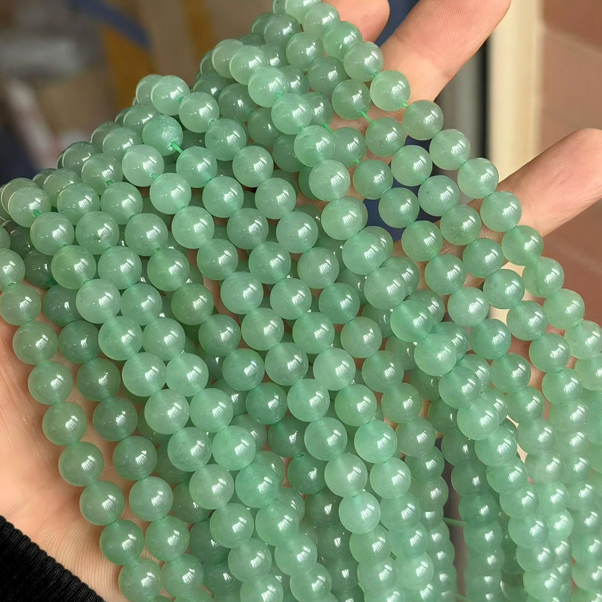 MJDCB Natural Stone Beads Green Aventurine Round Loose Beads for Jewelry Making DIY Bracelet Necklace (8mm)