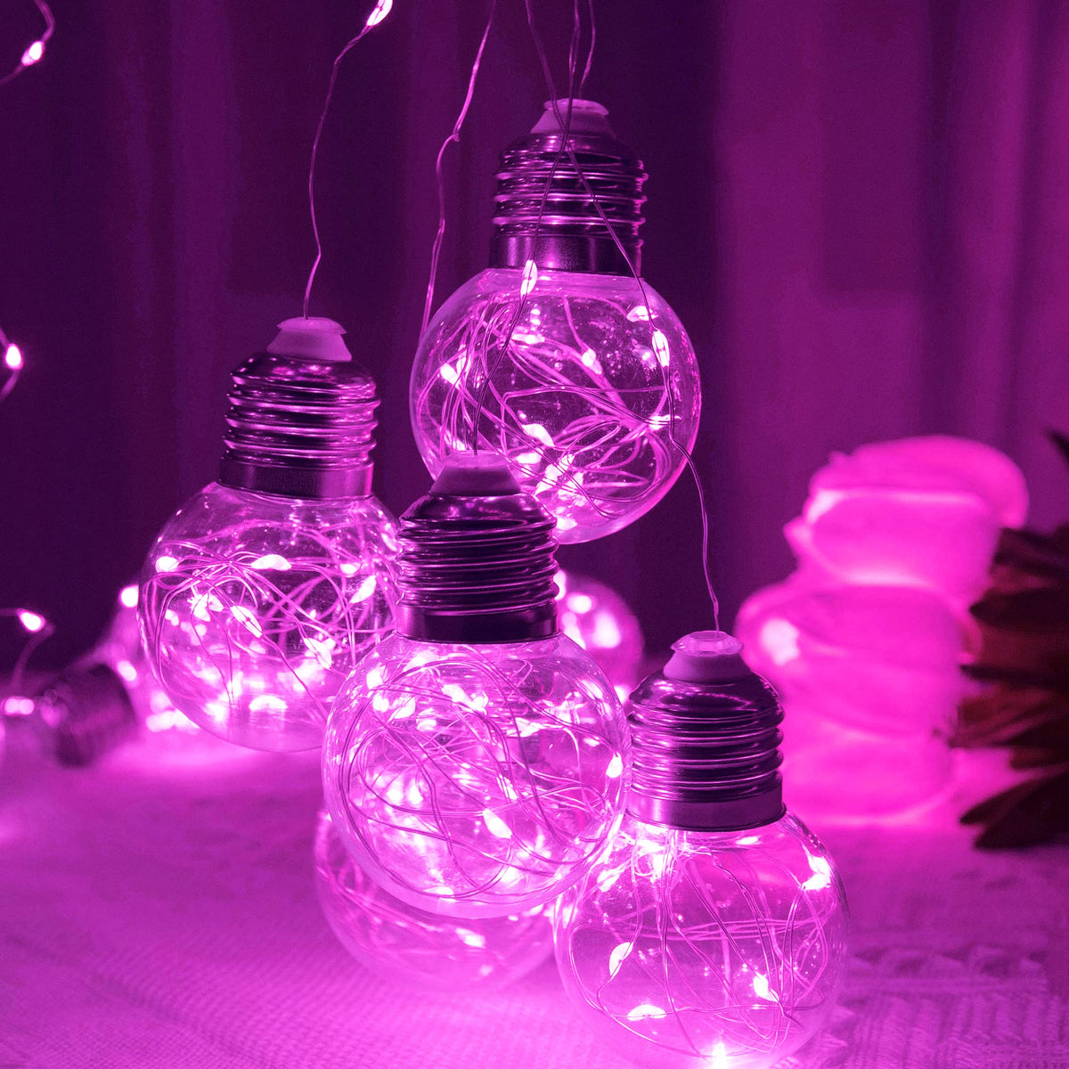 YOLIGHT Wishing Ball Curtain Lights 200 LED Window Curtain String Light with Remote, USB Battery Powered Twinkle Globe Fairy Lights for Wedding Party Bedroom Christmas Decoration (Pink)