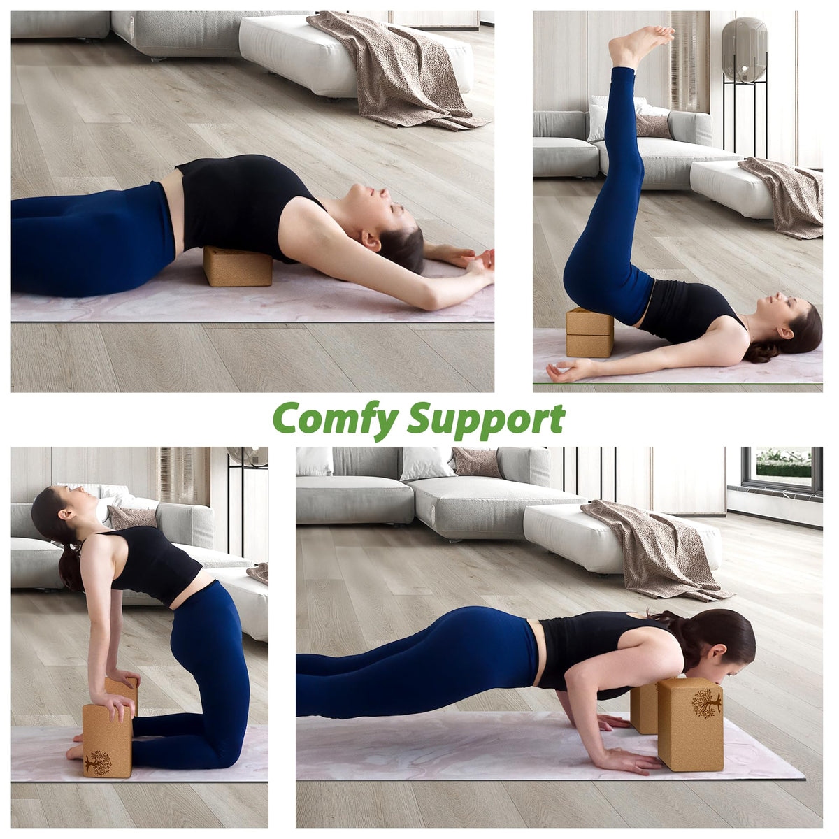 Cork Yoga Blocks 2 Pack Set, Natural Cork Soft Non-Slip Yoga Blocks, High Density & Eco Friendly Yoga Accessories for Women| Men, Ideal for Yoga, Pilates, Stretching and Toning