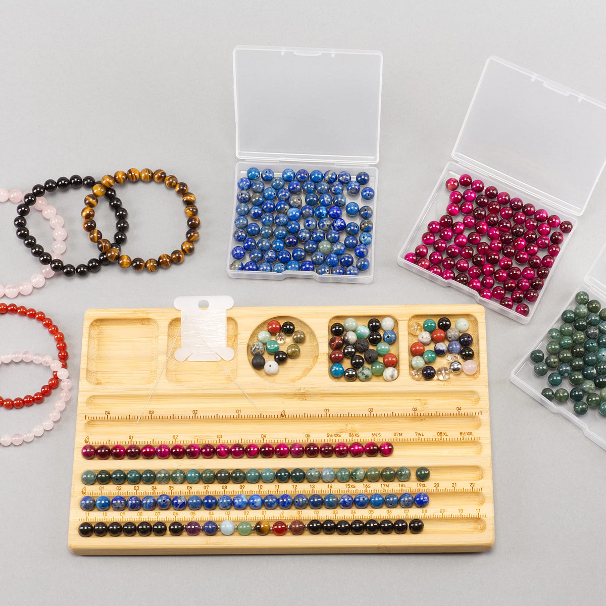 Cherry Tree Collection | 100PCS 6mm Lava Stone Round Beads for Jewelry Making | Includes Storage Box, Elastic String, and Needles
