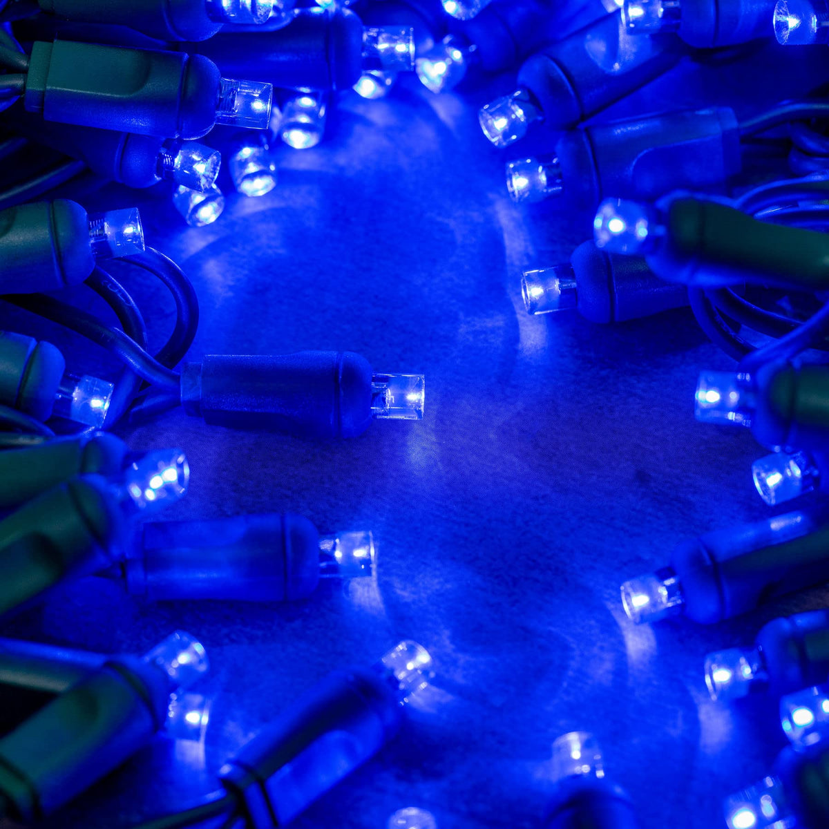 YULETIME 140 Blue Christmas String Lights, 2-Set 24 ft 70 One-Piece 5mm LED