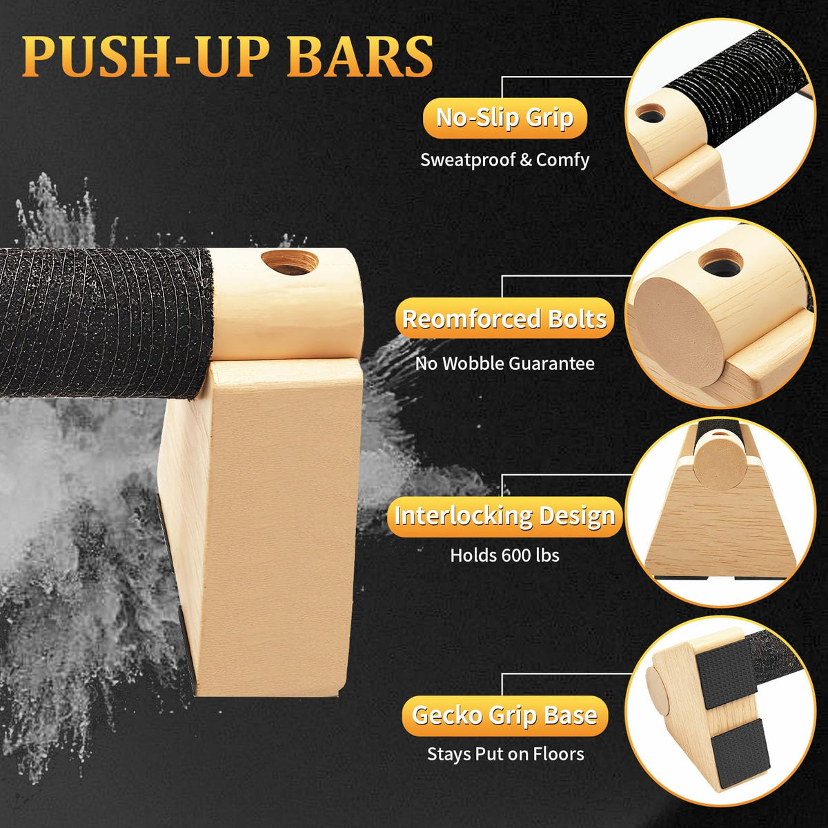 Parallettes Bars - Wooden Calisthenics Equipment for Handstand Training, Push Up Bars & Calisthenics Bar - Handstand Bars and Pushup Handles for Men