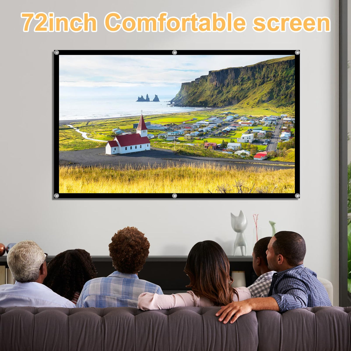 Projector Screen, 72Inch Outdoor Projector Screen, Washable & Foldable - Ideal for Indoor/Outdoor Home Theater, Camping, Office, 16:9 Aspect Ratio, 4K HD, Projector for Movies On Wall