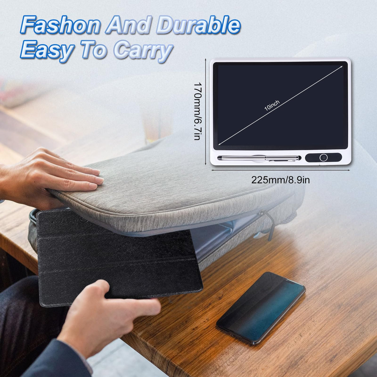 10 inch LCD Writing Tablet Electronic Writing Notebook with PU Protective Cover Erasable Drawing Pad Gift for Adults at Home Business Office(Black