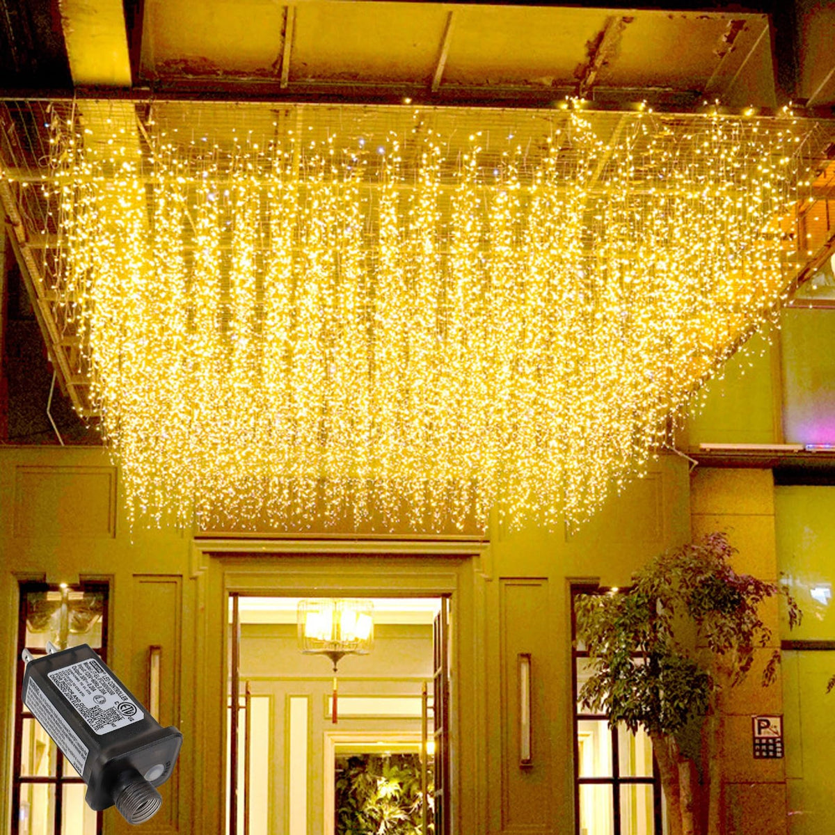 ZIMINGU Icicle Lights Outdoor, 32.8 FT 400 LED 8 Modes Christmas String Fairy Lights with 80 Drops, Twinkle Waterproof Connectable for Roof Balcony Business Park Decor, Warm White, 10M