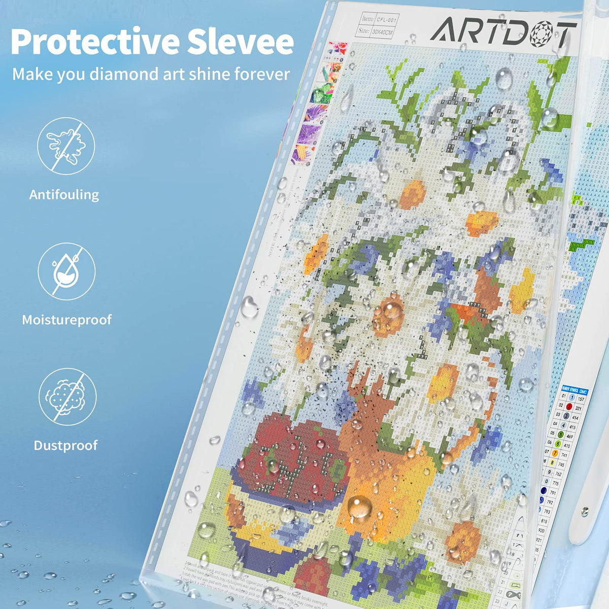 ARTDOT A3 Storage Book for Diamond Art Kits, Portfolio Folder for Diamond Painting Accessories with 30 Pocket Slevees Protectors (16.9x12.4inches)