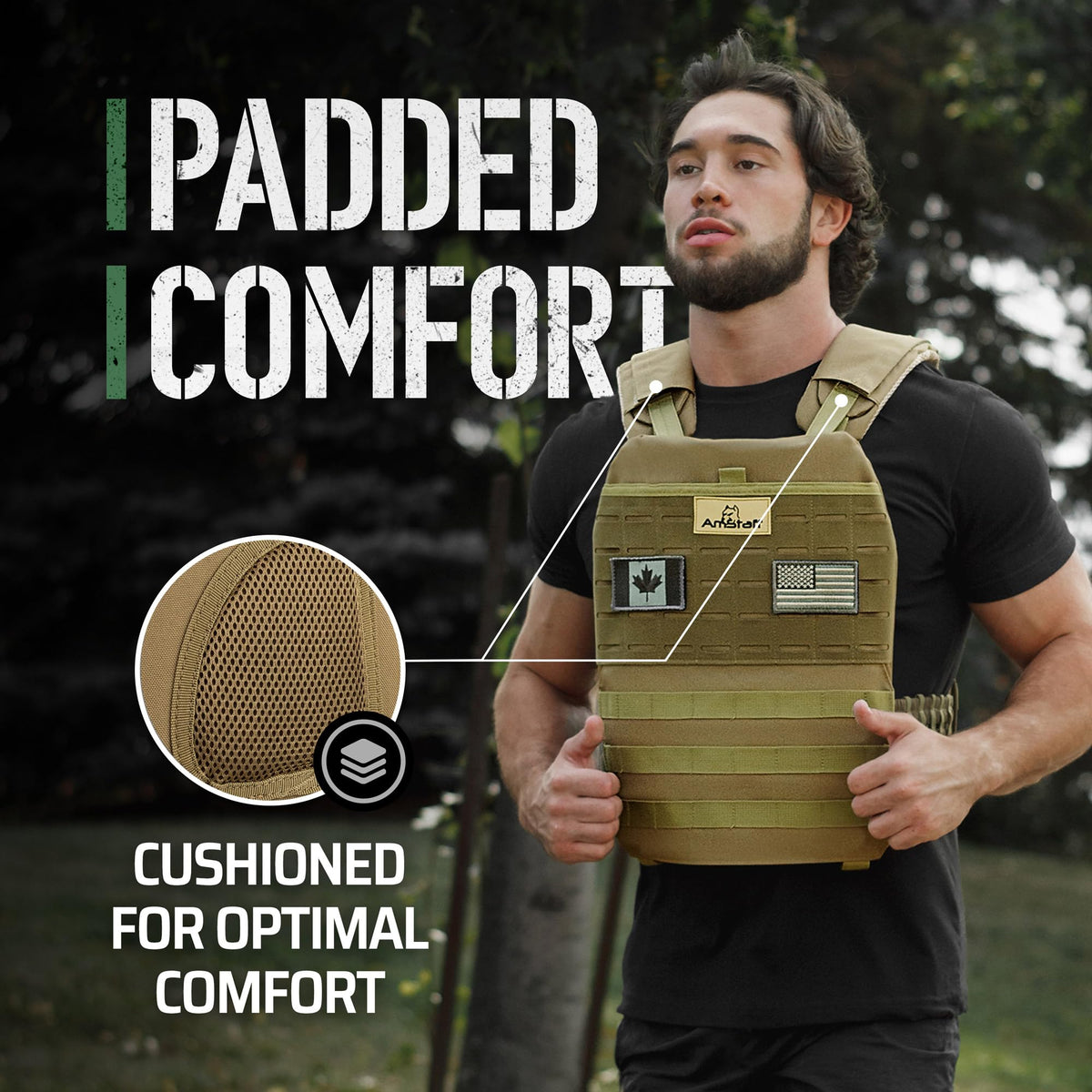 AmStaff Fitness Tactical Weighted Vest - Adjustable Weight Vests for Men & Women - Versatile Wearable Weighted Vest for Fitness Workouts, Strength and Endurance Training, Running, WO - (30lb)