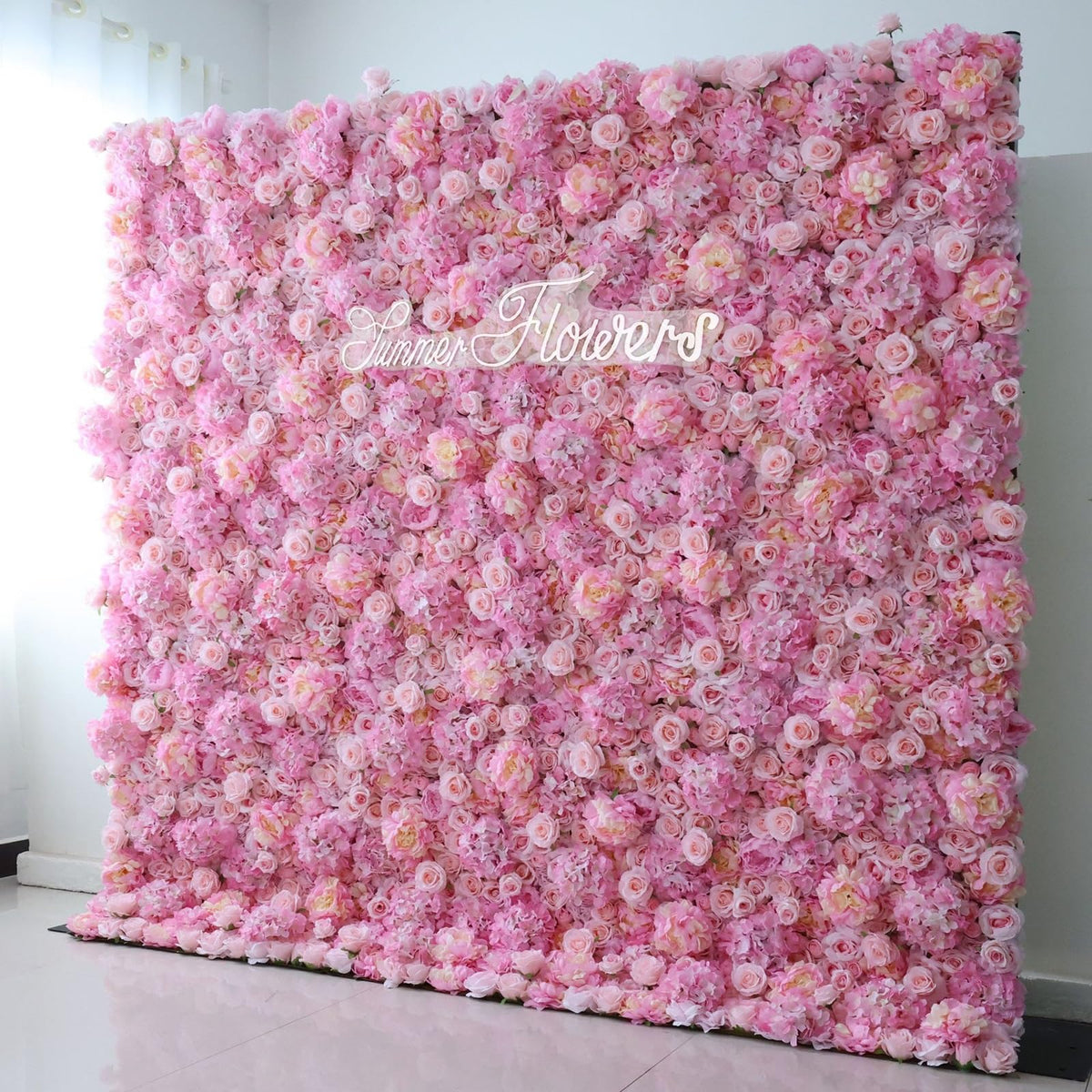 Handmade Pink Hydrangea Wall Large Artificial Flower Wall Backdrop Panels,Rose Wedding Backdrop 3D Floral Wall Fabric Flower Wall For Party Baby Shower Bridal Wedding Backgrou,1m*1m/3.28*3.28FT